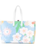 Thom Browne - Floral Printed Shopping Bag - Women - Calf Leather - One Size, Blue, Calf Leather