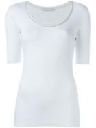 Fabiana Filippi Scoop Neck T-shirt, Women's, Size: 42, White, Cotton/polyester/spandex/elastane/polyamide