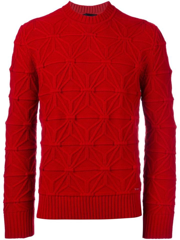 Dsquared2 Raised Knit Trim Jumper, Men's, Size: Small, Red, Polyester/wool