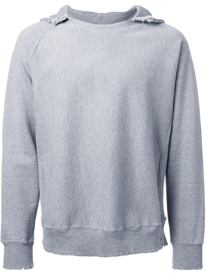 Bed J.w. Ford Raw Edge Hoodie, Men's, Size: 2, Grey, Cotton