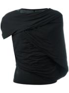 Rick Owens Asymmetric Sleeved T-shirt, Women's, Size: 42, Black, Cotton