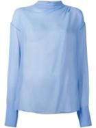 Emilio Pucci Semi-sheer Blouse, Women's, Size: 44, Blue, Silk