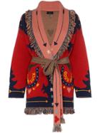 Alanui Good Luck Cashmere Horseshoe Cardigan - Red