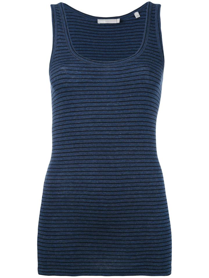 Vince - Horizontal Striped Vest - Women - Supima Cotton - Xs, Blue, Supima Cotton