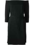 Theory Off-shoulder Belted Dress, Women's, Size: 6, Black, Cotton/spandex/elastane