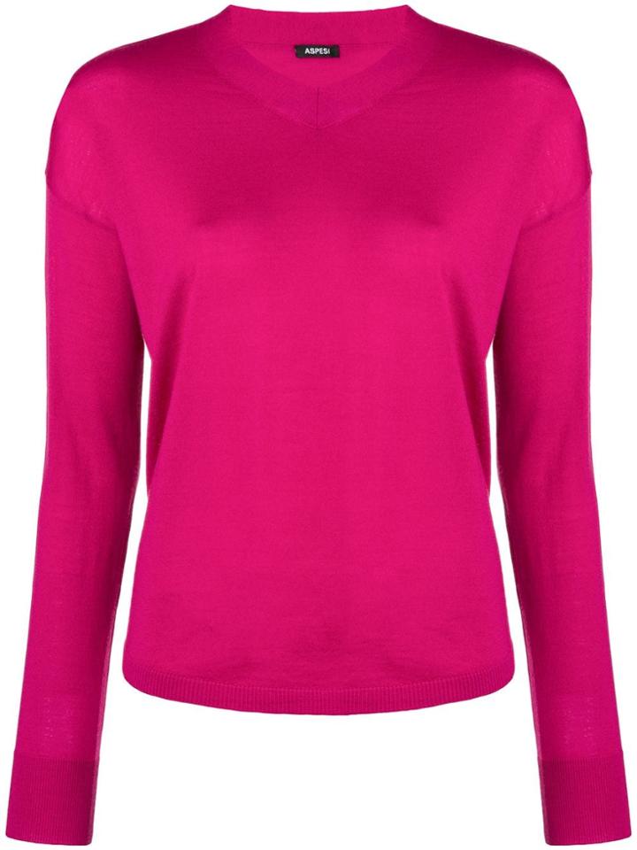 Aspesi Round Neck Jumper - Pink & Purple