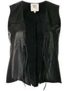 Local Floral Print Frayed Waistcoat - Black