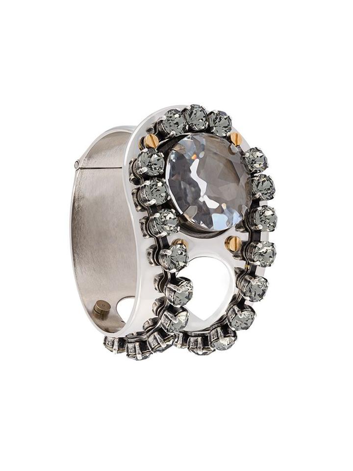 Lanvin Embellished Cuff, Women's, Metallic, Brass/pewter/copper/glass