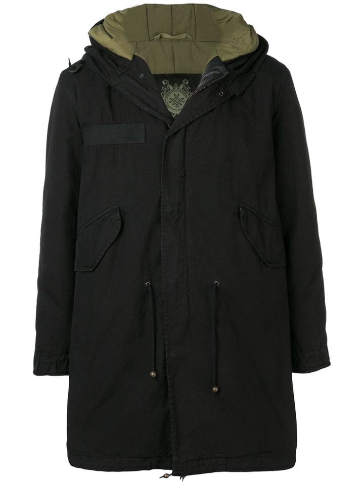 Mr & Mrs Italy Customisable Midi Parka With Patches - Black