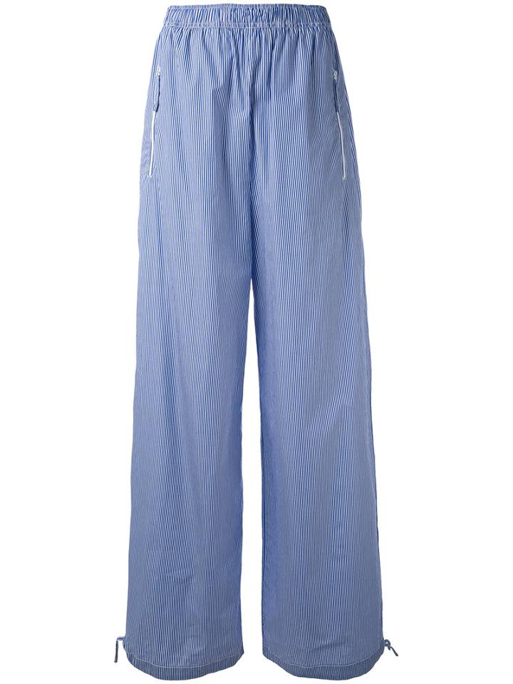 Ports 1961 - Striped High-waisted Trousers - Women - Cotton - 42, Blue, Cotton