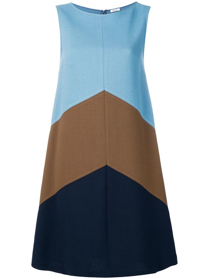 P.a.r.o.s.h. Tri-colour Panel Dress - Blue