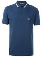 Dolce & Gabbana Embroidered Crown Polo Shirt, Men's, Size: 48, Blue, Cotton