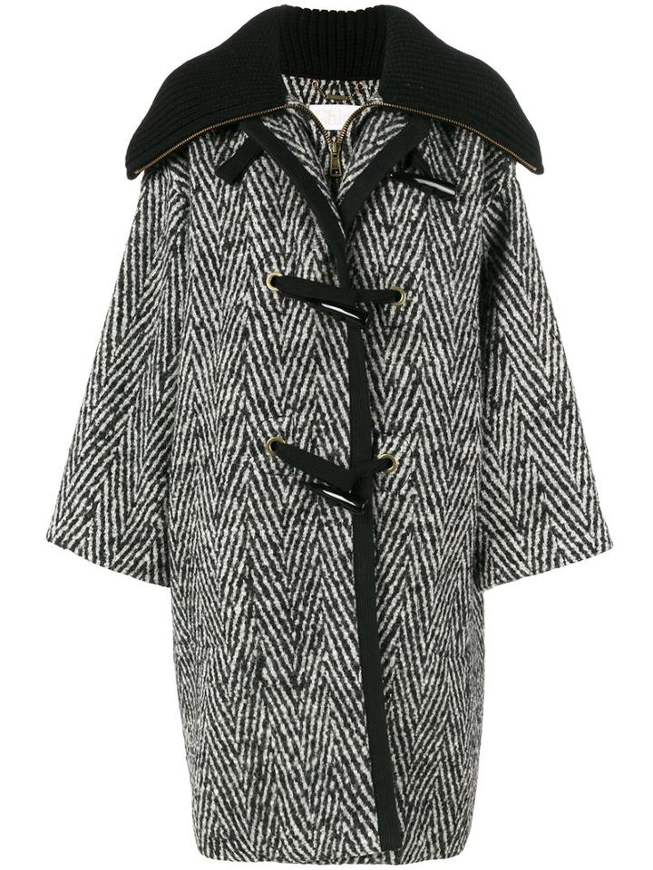 Chloé - Stripe Oversized Cocoon Coat - Women - Cotton/polyamide/viscose/wool - 38, Black, Cotton/polyamide/viscose/wool