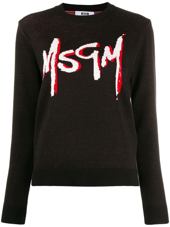 Msgm Logo Print Jumper - Black