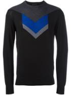Les Hommes - Arrow Intarsia Sweater - Men - Merino - L, Black, Merino
