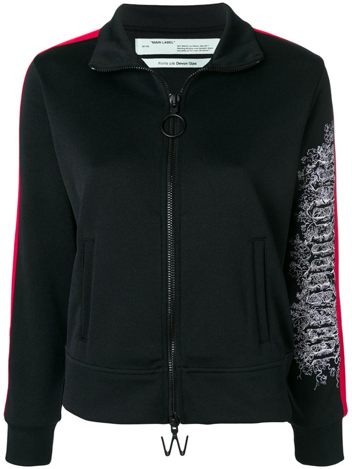 Off-white Embroidered Sleeve Zipped Sweatshirt - Black