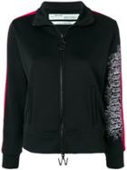 Off-white Embroidered Sleeve Zipped Sweatshirt - Black