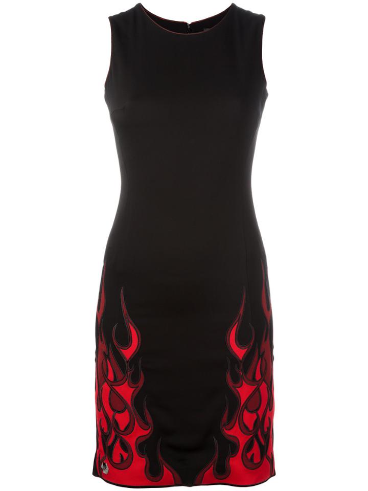 Philipp Plein Flame Print Mini Dress - Black