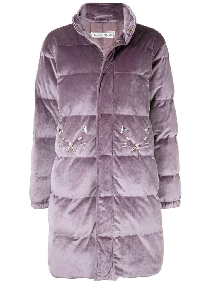 Tu Es Mon Trésor Zipped Padded Coat - Purple
