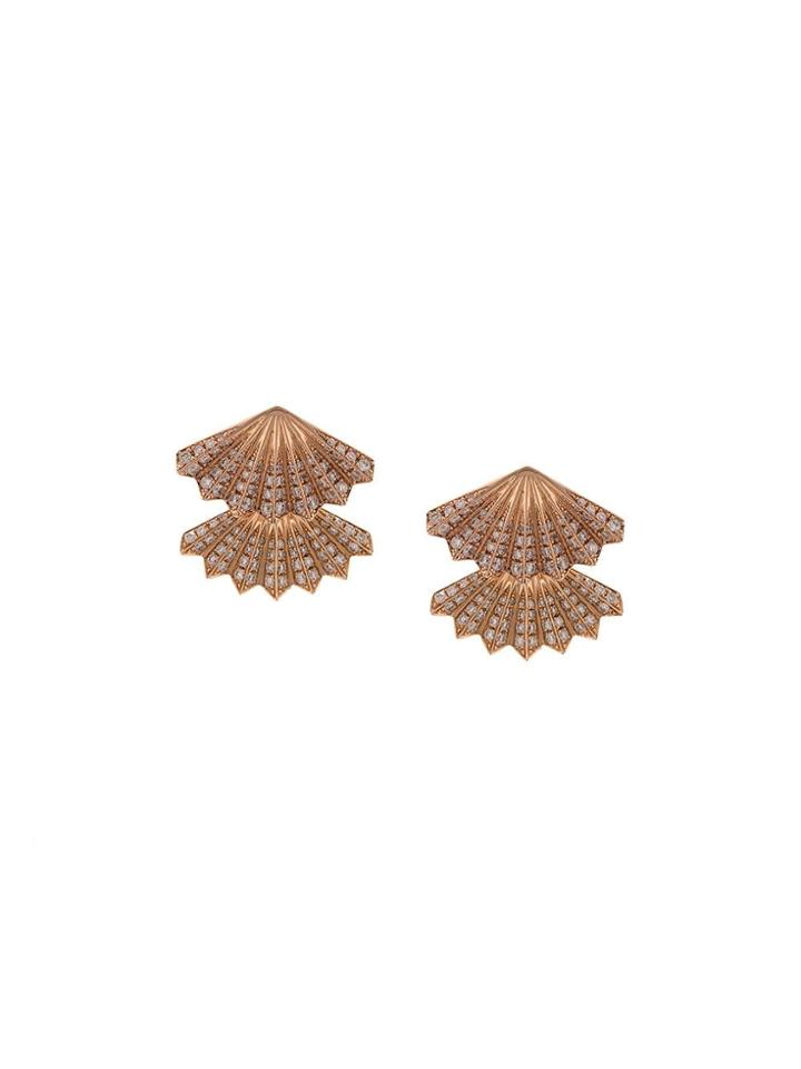 Anita Ko 18kt Rose Gold Double-fan Diamond Earrings