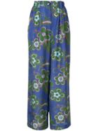 Michel Klein Floral Print Wide-leg Trousers - Blue