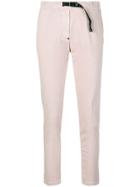 White Sand Buckled Slim-fit Trousers - Pink & Purple