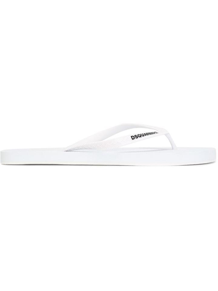 Dsquared2 Logo Flip Flops, Men's, Size: 39, White, Rubber