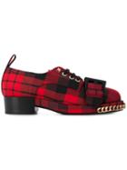 Nº21 Check-print Lace-up Shoes - Red