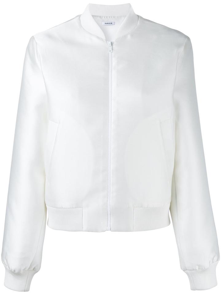 P.a.r.o.s.h. Metallic Bomber Jacket, Women's, Size: Medium, White, Silk/polyester/viscose/polyamide