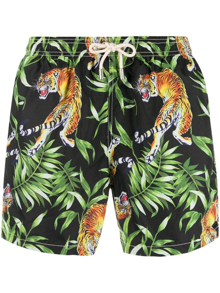 Mc2 Saint Barth Tiger Print Swim Shorts - Black