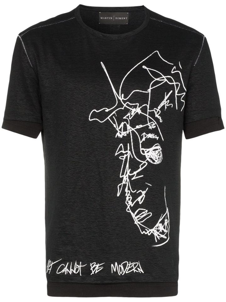 Martin Diment Censor Art Linen T-shirt - Black