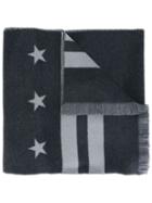 Givenchy Stars And Stripes Print Scarf, Men's, Grey, Cashmere/wool