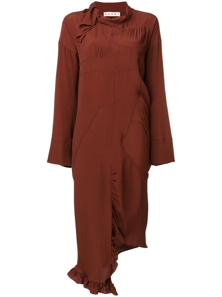 Marni Crêpe Asymmetric Dress - Red