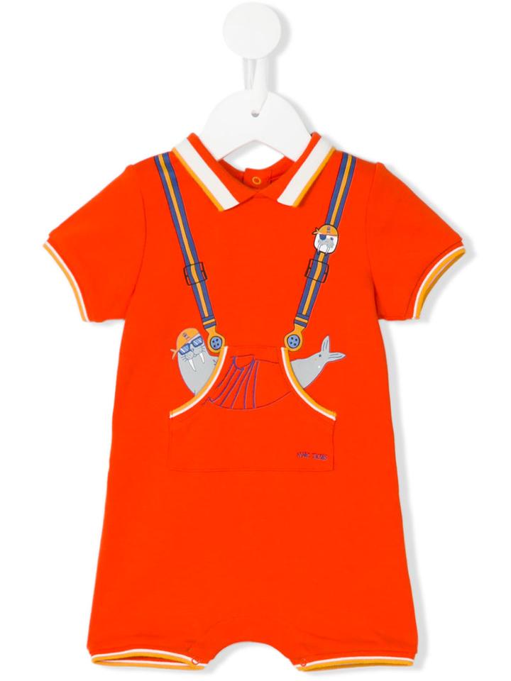 Little Marc Jacobs - Seal Print Romper - Kids - Cotton/spandex/elastane - 6 Mth, Yellow/orange