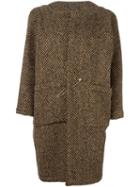 Daniela Gregis Tweed Safety Pin Coat, Women's, Brown, Wool