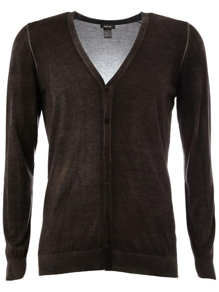Avant Toi Faded Effect V-neck Cardigan, Men's, Size: Small, Brown, Silk/cashmere