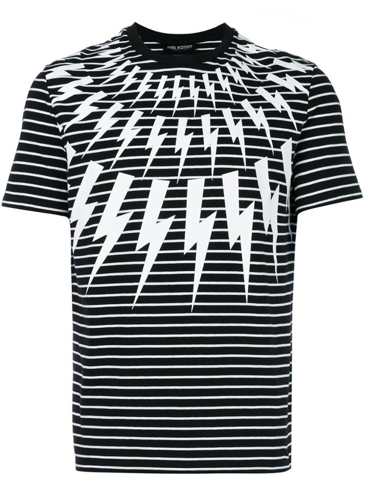 Neil Barrett Striped Lightening Bolt T-shirt - Black