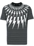 Neil Barrett Striped Lightening Bolt T-shirt - Black