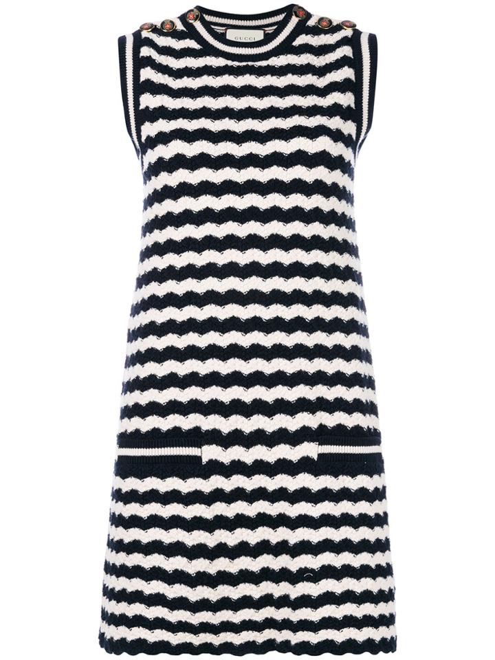 Gucci Striped Knit Sleeveless Dress - Blue