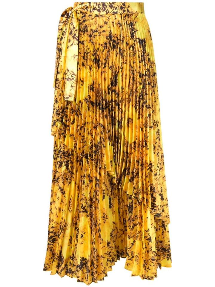 Richard Quinn Floral Pleated Skirt - Yellow