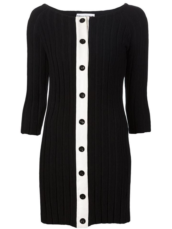 Moschino Button Knit Dress, Women's, Size: 42, Black, Polyester/virgin Wool
