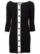 Moschino Button Knit Dress, Women's, Size: 42, Black, Polyester/virgin Wool