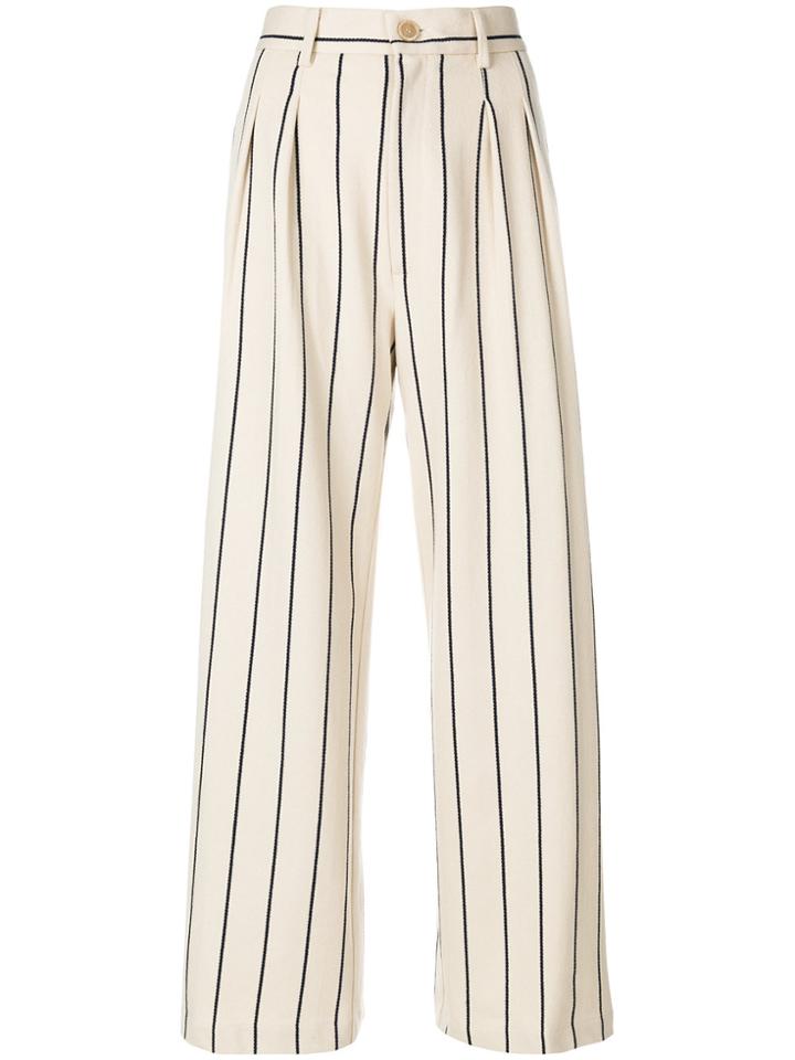 Erika Cavallini Striped Wide-leg Trousers - Nude & Neutrals