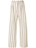 Erika Cavallini Striped Wide-leg Trousers - Nude & Neutrals