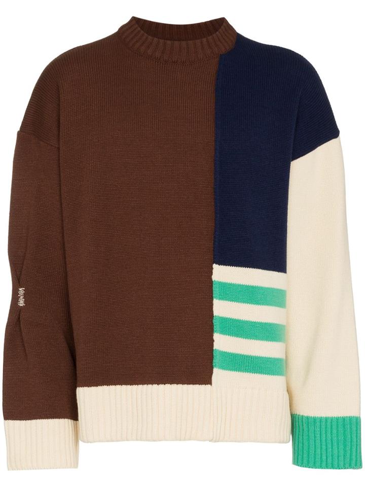 Ader Error Contrast Panel Wool Jumper - Brown