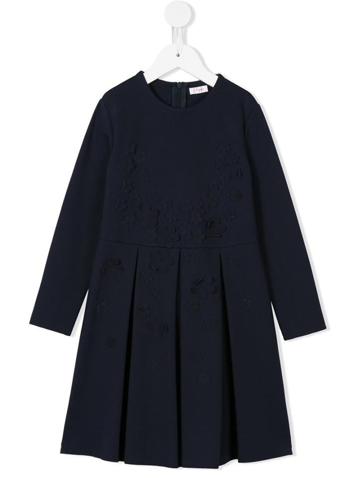 Il Gufo Floral Applique Dress, Girl's, Size: 8 Yrs, Blue