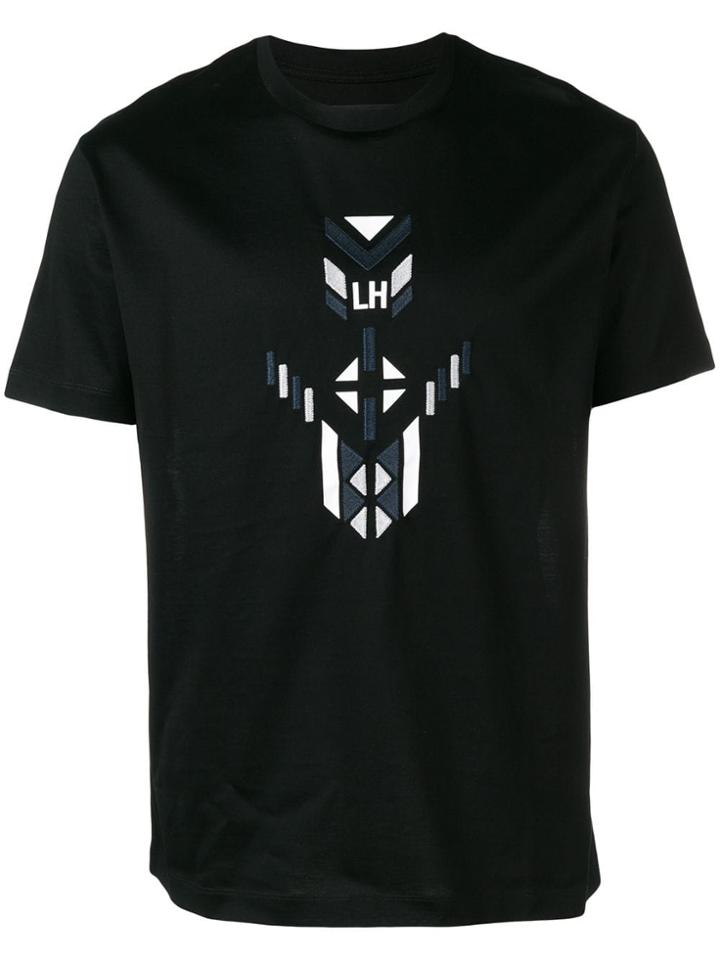 Les Hommes Embroidered Ganado Pattern T-shirt - Black