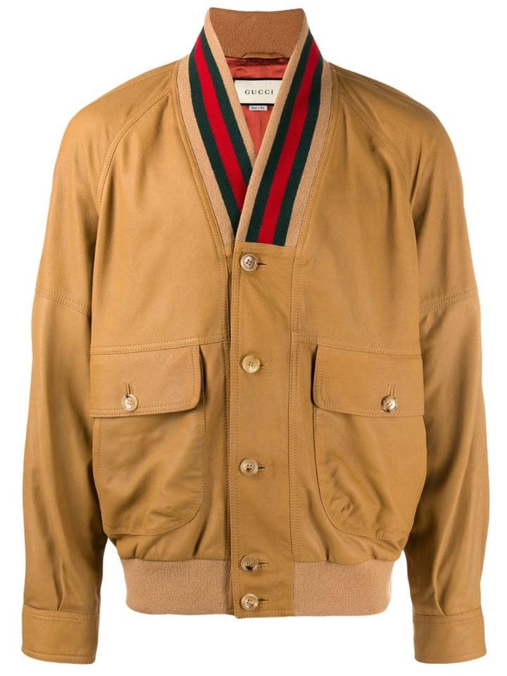 Gucci Web Collar Jacket - Brown