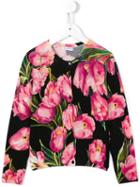 Dolce & Gabbana Kids Tulip Print Cardigan, Girl's, Size: 8 Yrs, Black