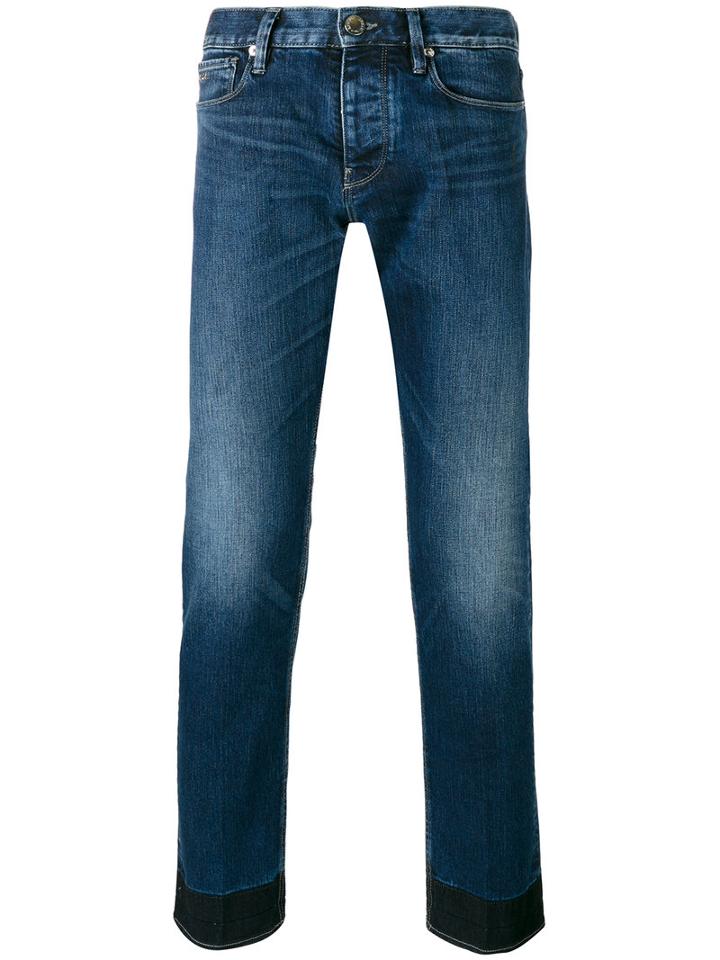 Emporio Armani Regular-fit Block Hem Jeans, Men's, Size: 34, Blue, Cotton/spandex/elastane